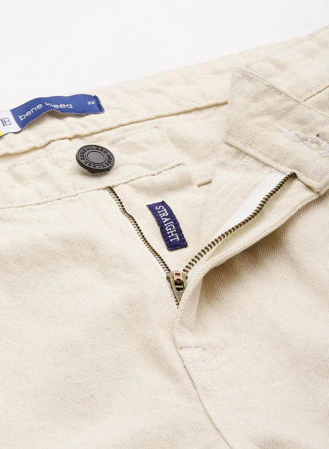 Take Two Off White Men Pure Cotton Mid-Rise Straight Fit Jeans for Men | Best Price UAE
